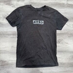 AERO Graphic T-Shirt‎ Mens Small Gray Camo Logo Short Sleeve Casual Tee